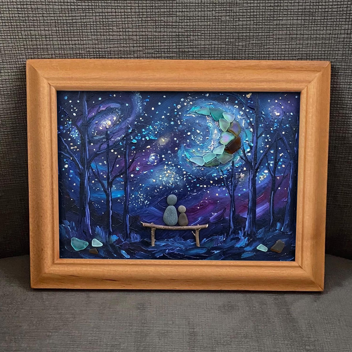 To The Moon And Back Night Sky Sea Glass Framed Art - image 4