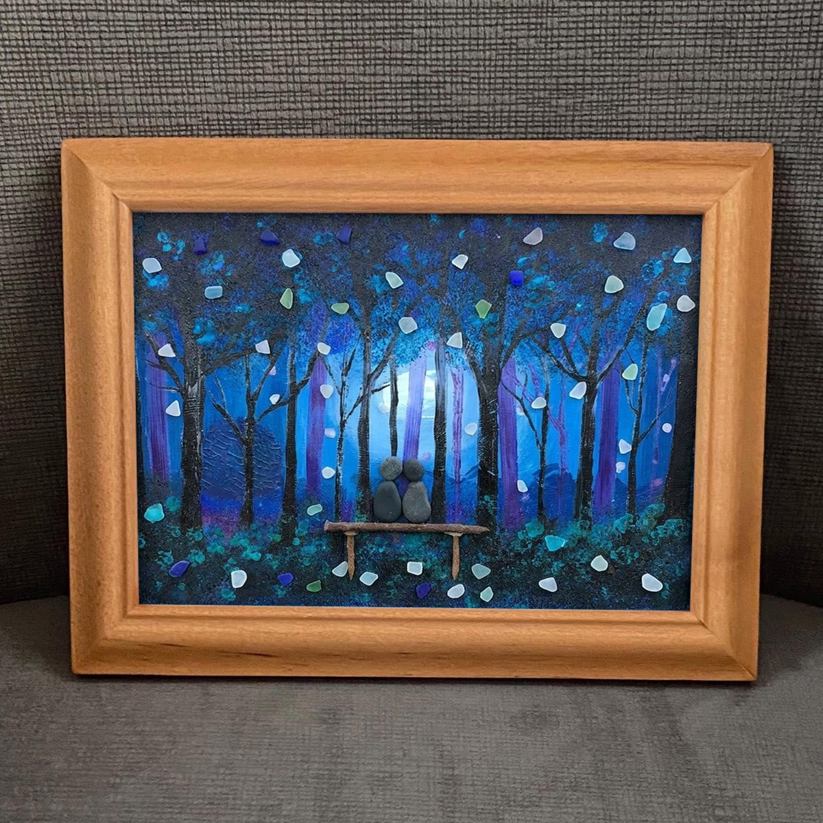 Enchanted Blue Night Lovers Sea Glass Framed Art - image 4