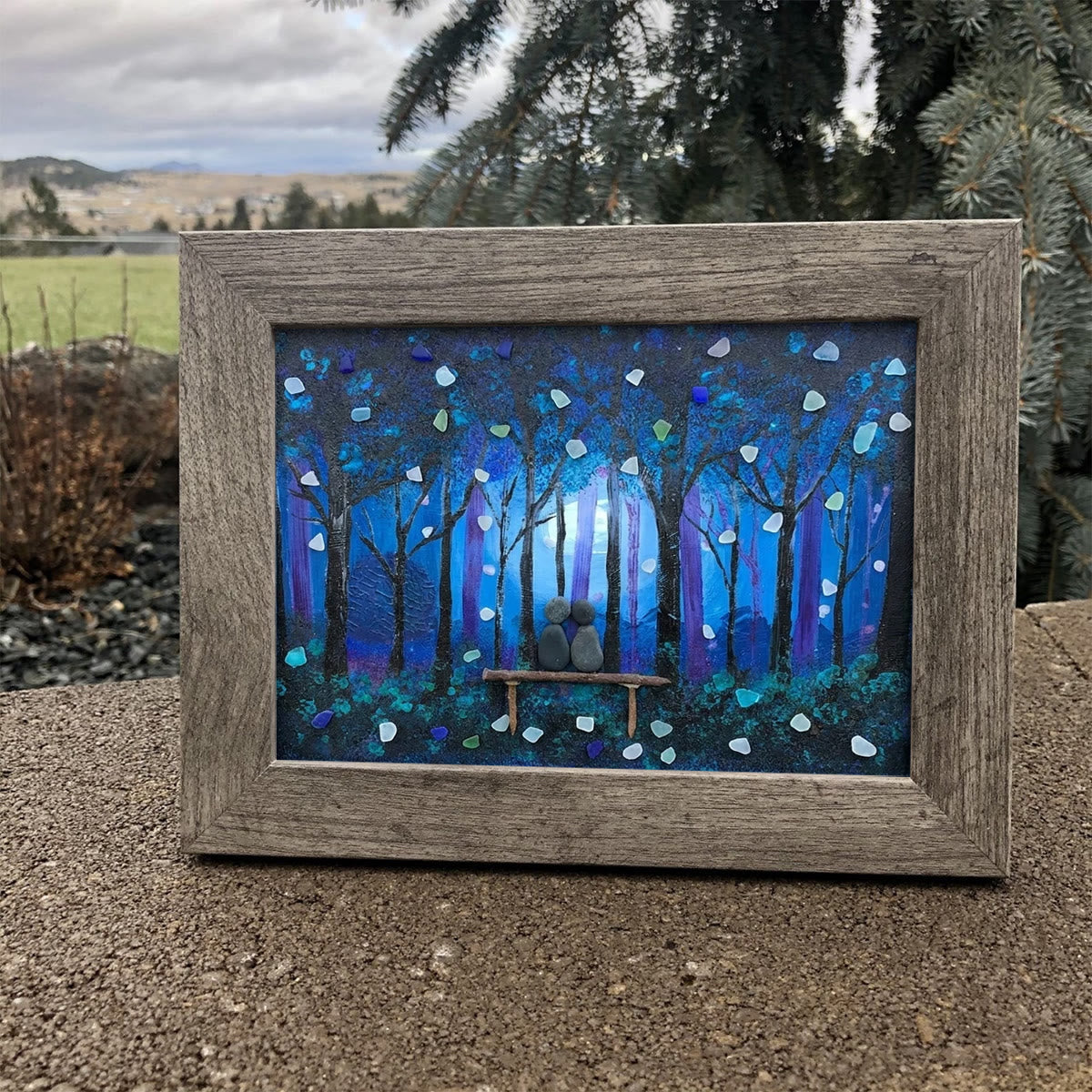 Enchanted Blue Night Lovers Sea Glass Framed Art - image 2