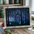 Moonlight Forest Scene Owl Sea Glass Framed Art - Retro White - 6" X 8" - image 10