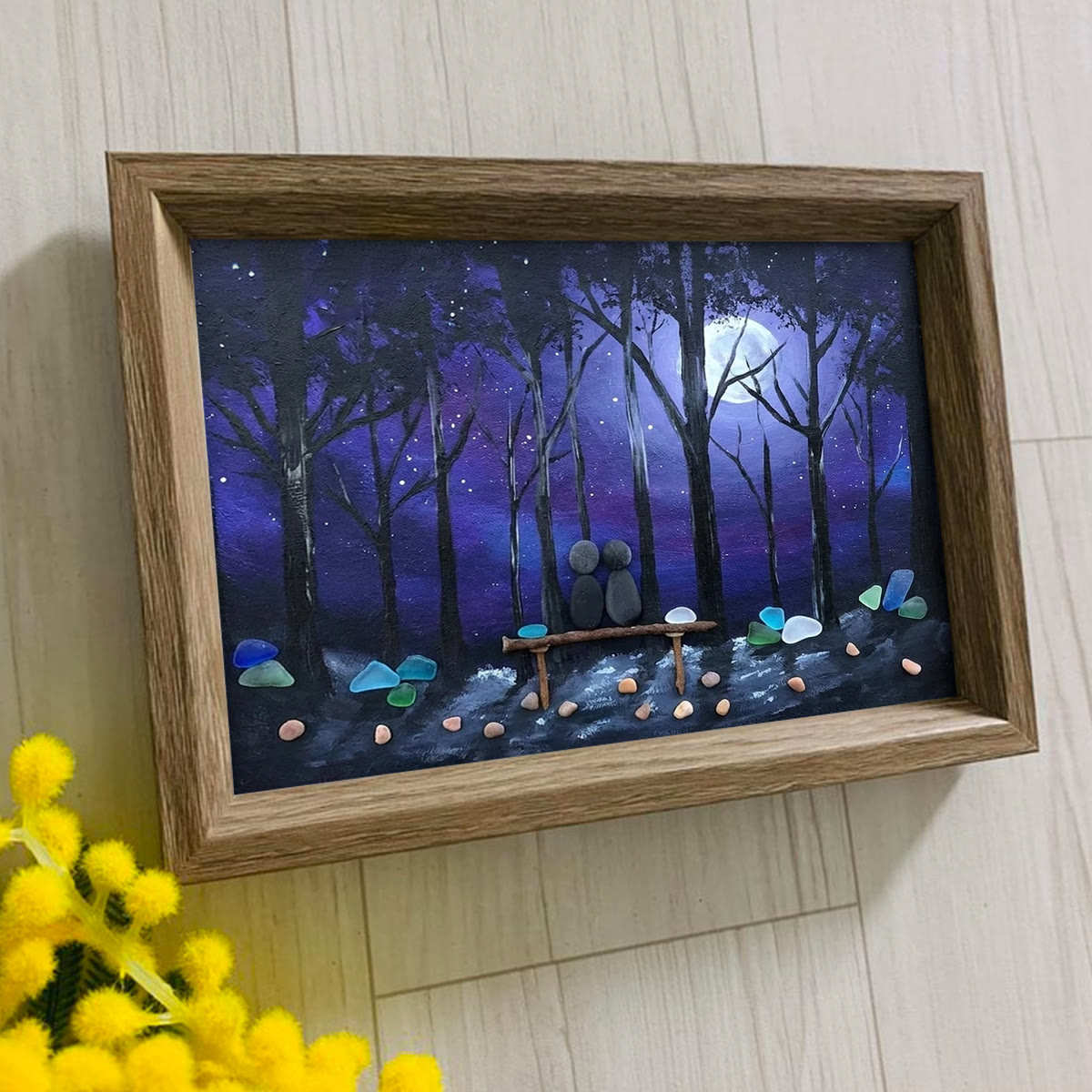 Forever & Always Couple In Starry Night Sea Glass Framed Art - image 0