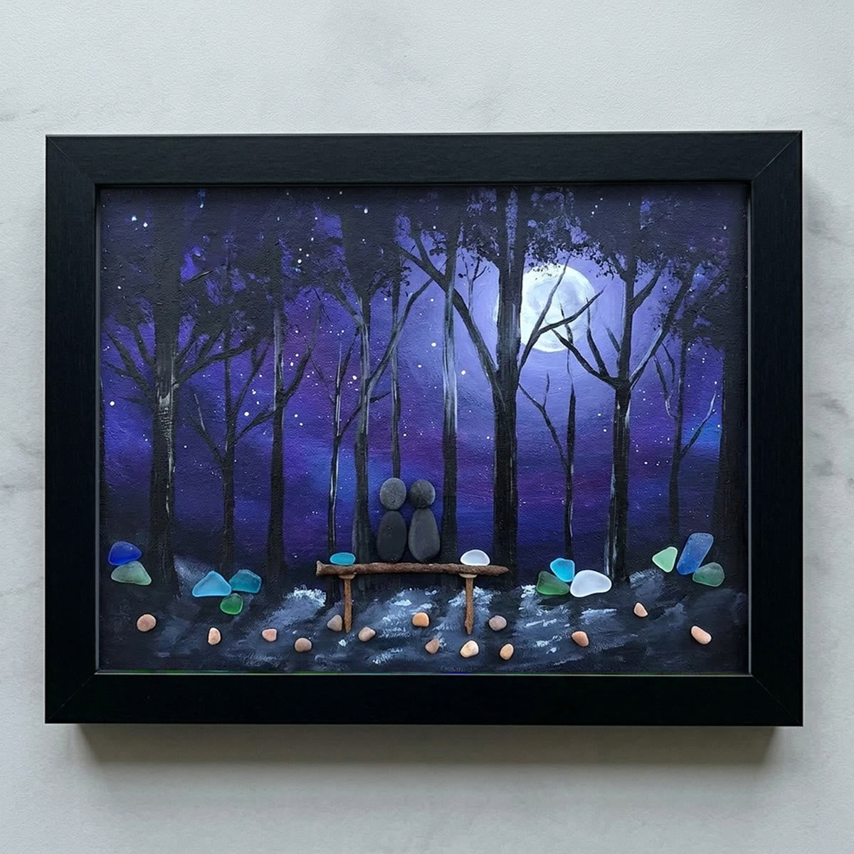 Forever & Always Couple In Starry Night Sea Glass Framed Art - Black - 6" X 8" - image 8