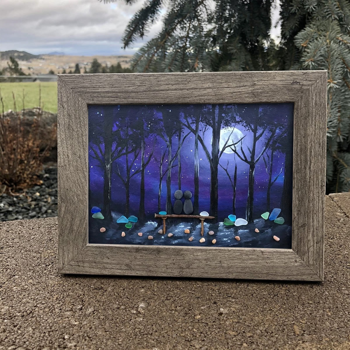 Forever & Always Couple In Starry Night Sea Glass Framed Art - image 2