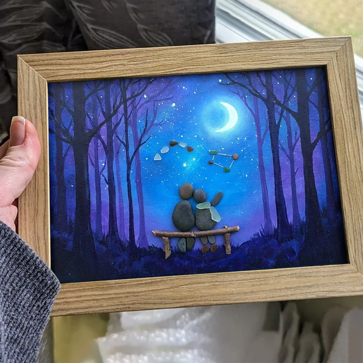 Soulmate Couple Stargazing Sea Glass Framed Art - image 0