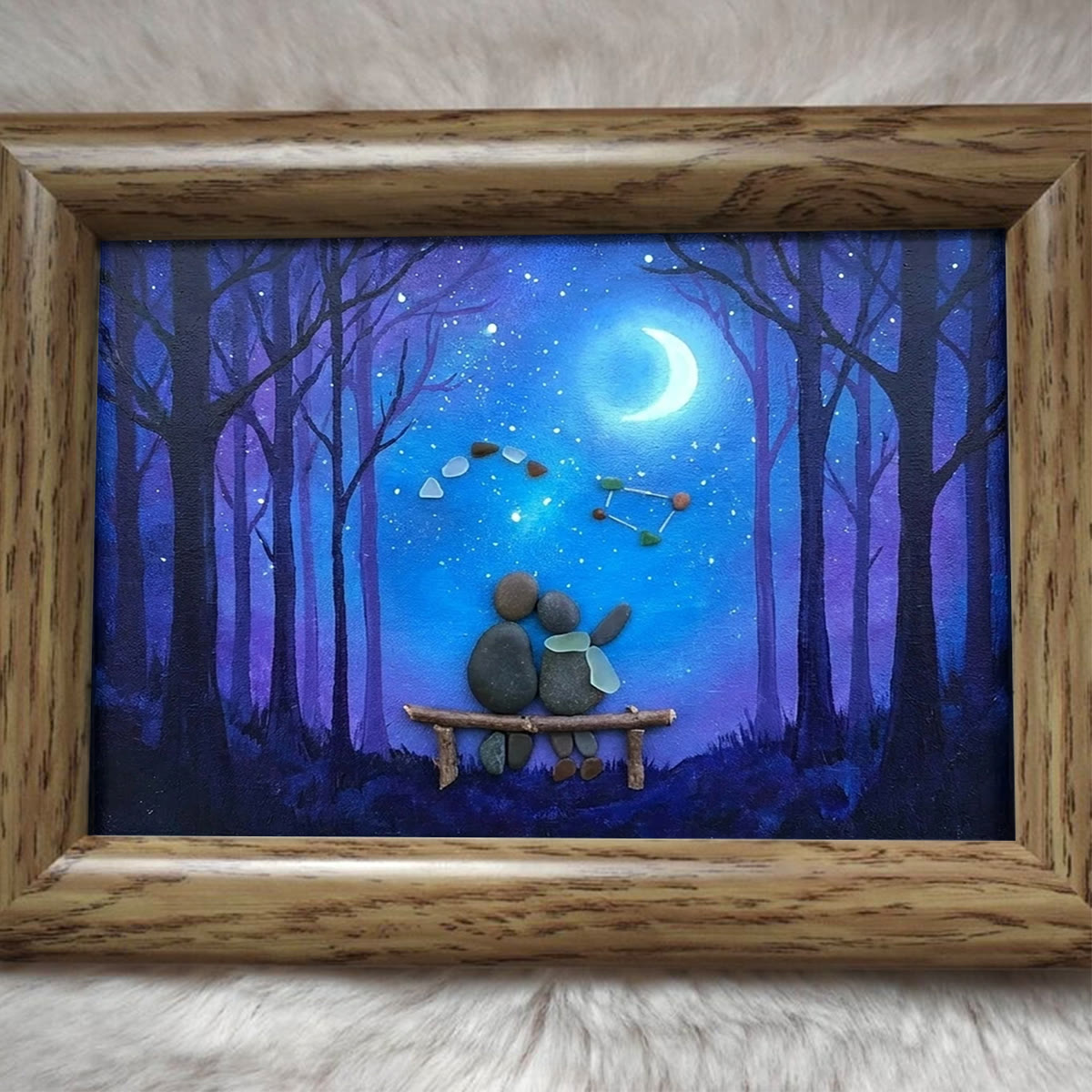 Soulmate Couple Stargazing Sea Glass Framed Art - image 5