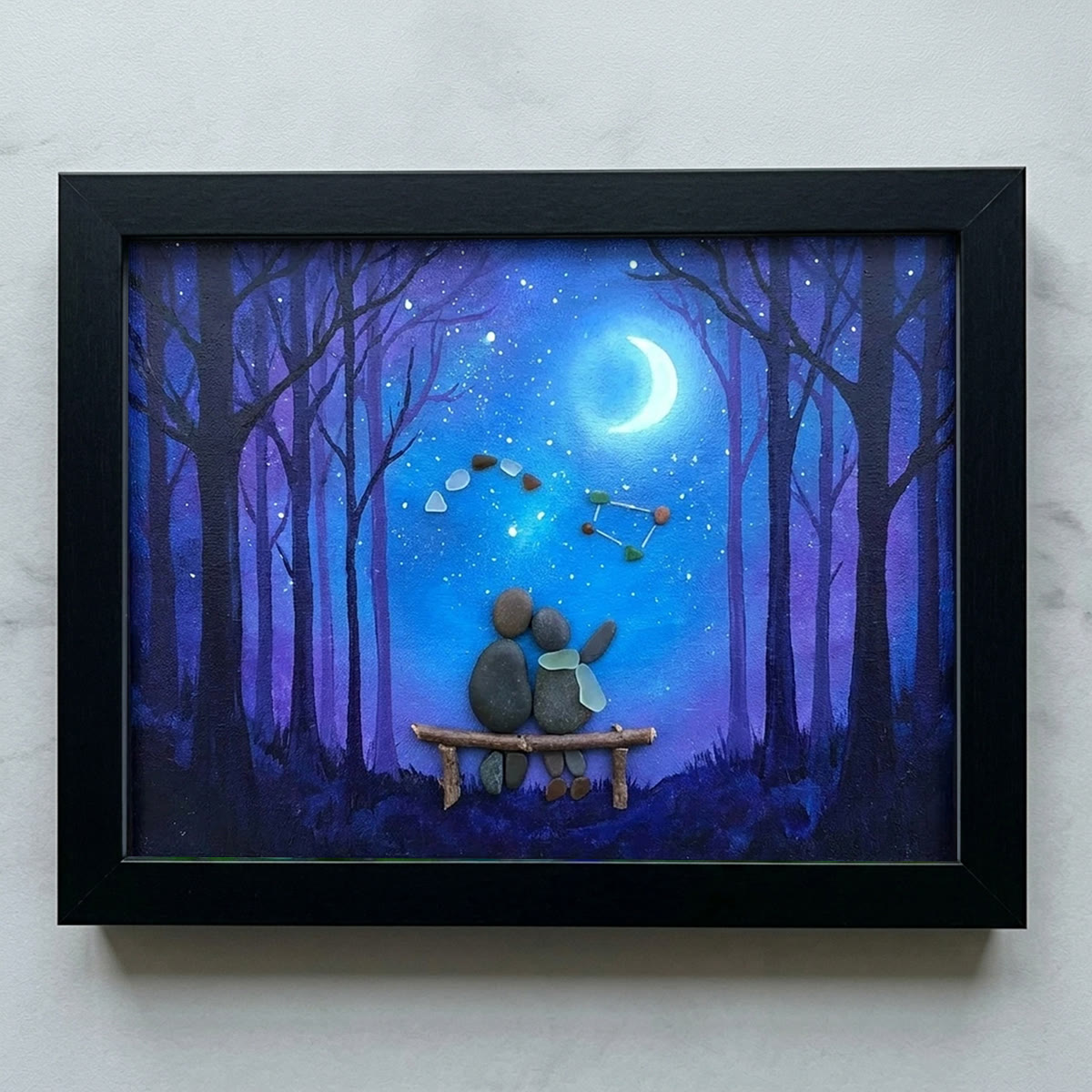 Soulmate Couple Stargazing Sea Glass Framed Art - Black - 6" X 8" - image 8
