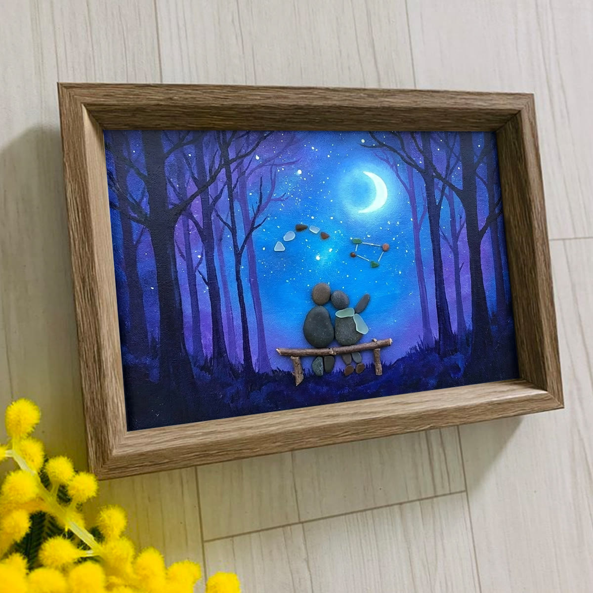 Soulmate Couple Stargazing Sea Glass Framed Art - image 3