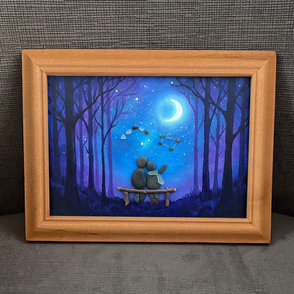 Soulmate Couple Stargazing Sea Glass Framed Art - image 4