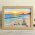 Golden Sunset Ocean Waves Sea Glass Framed Art - Oak - 6" X 8" - image 6