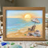 Beach Chair Watching Ocean Sunset Sea Glass Framed Art - Walnut Brown - 6" X 8" - image 7