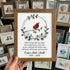 Custom Name & Date Bird Memorial Sea Glass Wreath Framed Art - Walnut Brown - 8" X 6" - image 7