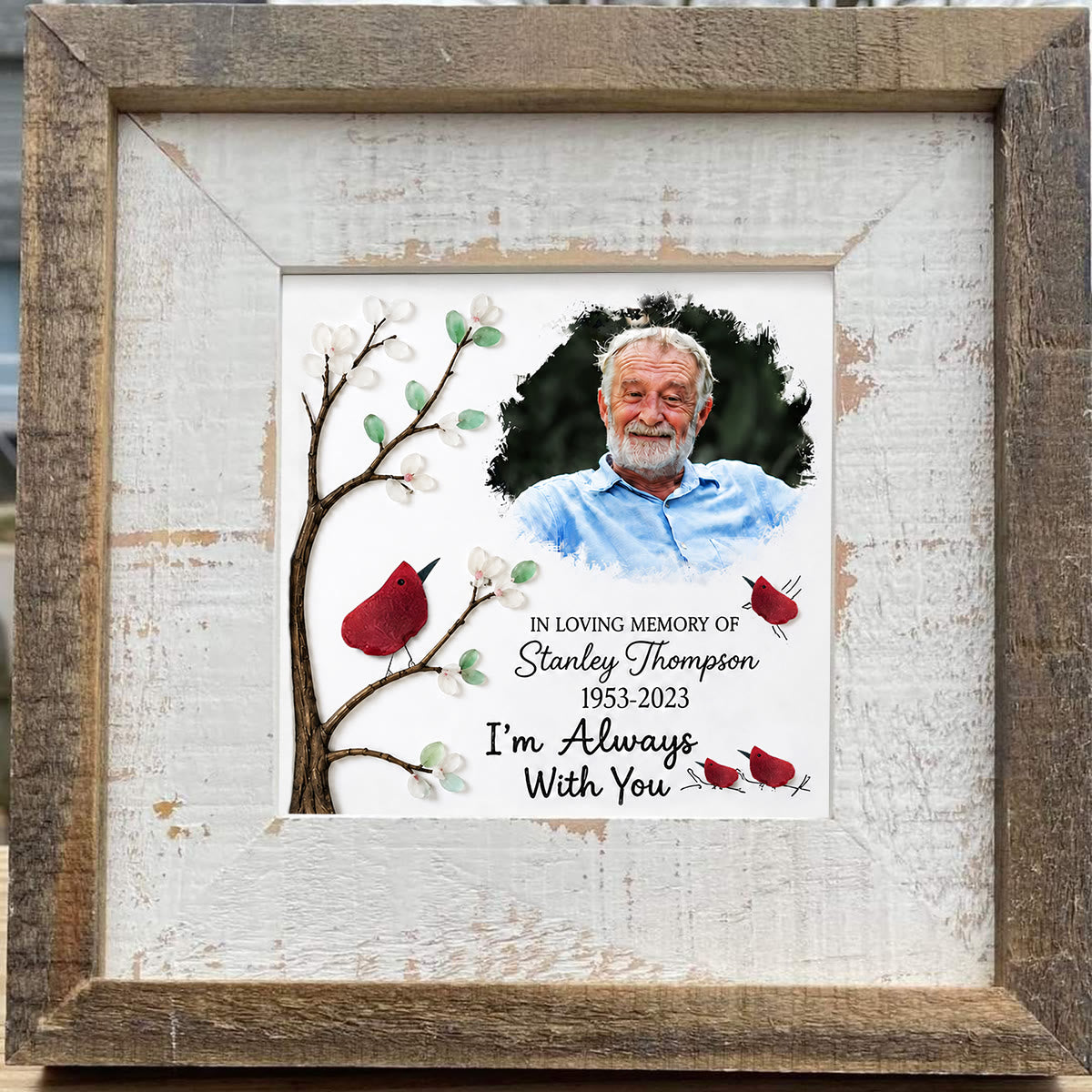 Custom Photo Name Date Memorial Sea Glass Framed Art - image 6