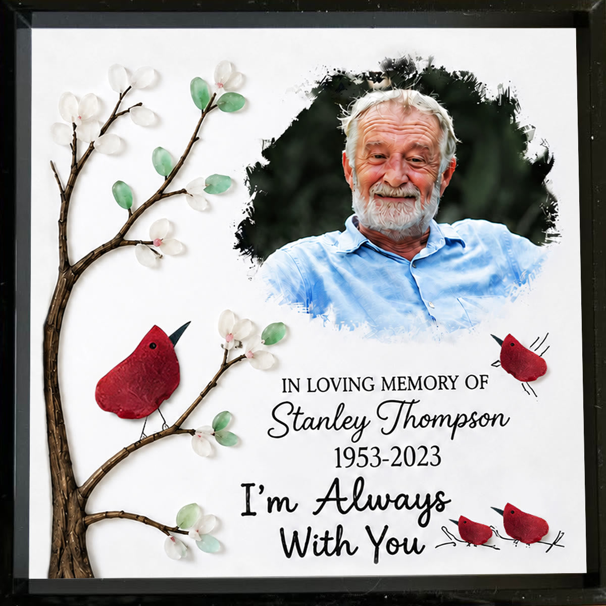 Custom Photo Name Date Memorial Sea Glass Framed Art - image 3