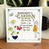 Cocktail Girl & Garden Flower Custom Name Sea Glass Framed Art - Seaglass Card - 8" X 8" - image 1