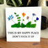Happy Place Sarcastic Garden Quote Sea Glass Framed Art - Seaglass Card - 8" X 8" - image 1