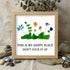 Happy Place Sarcastic Garden Quote Sea Glass Framed Art - Oak - 8" X 8" - image 7