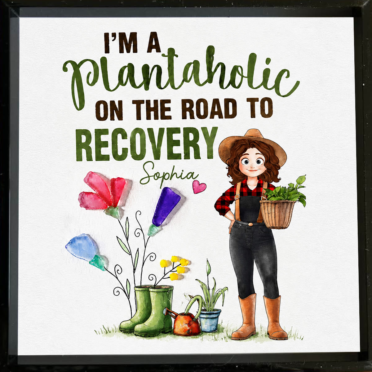 Garden Custom Name Plantaholic Sea Glass Framed Art - image 5