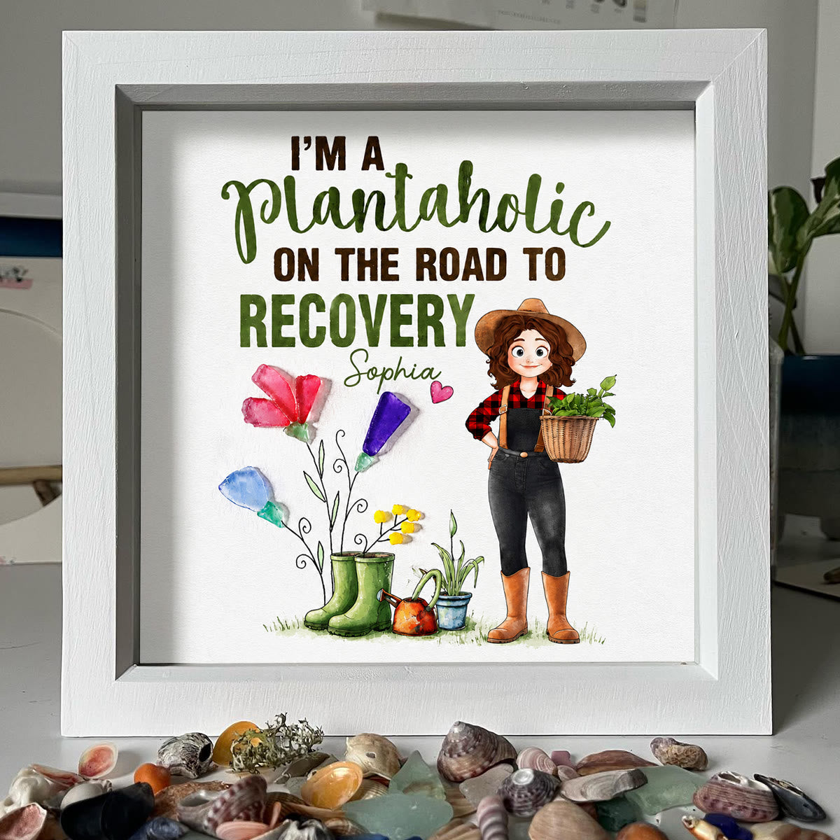 Garden Custom Name Plantaholic Sea Glass Framed Art - image 4