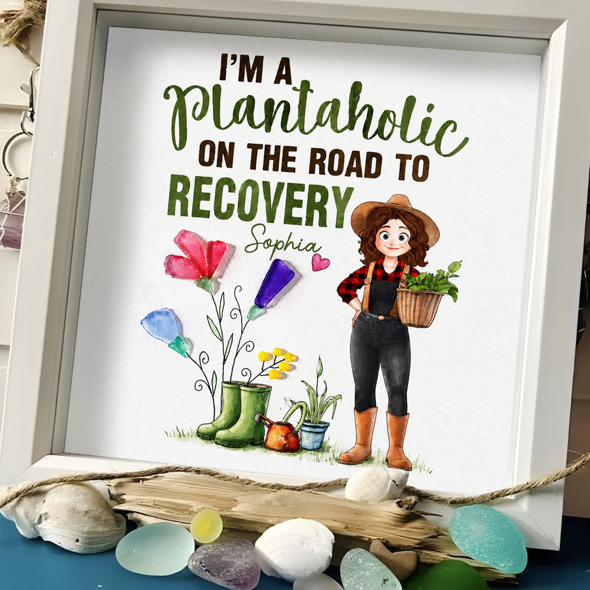 Garden Custom Name Plantaholic Sea Glass Framed Art - image 6