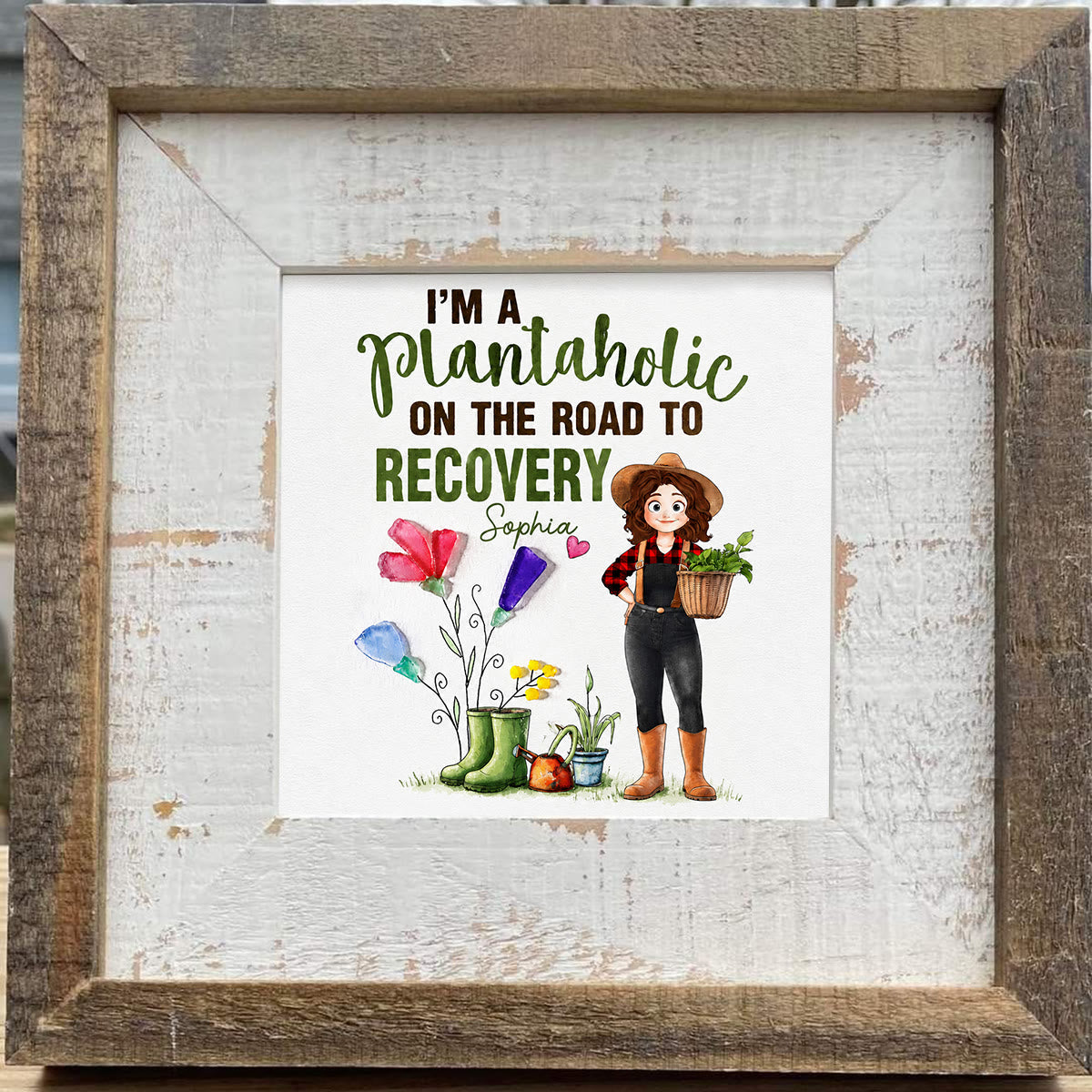 Garden Custom Name Plantaholic Sea Glass Framed Art - image 3