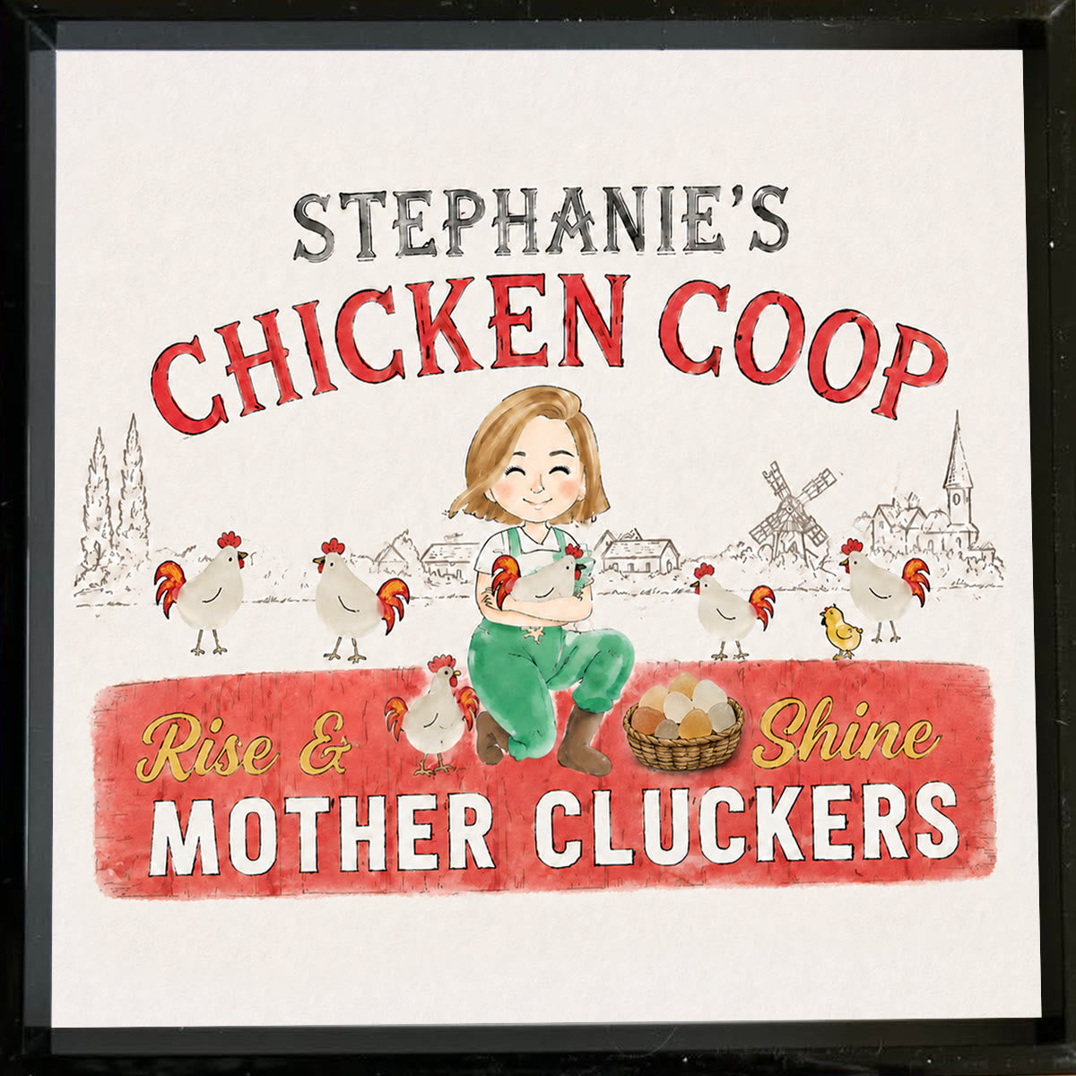 Chicken Lady Coop Sign Custom Name Sea Glass Framed Art - image 5