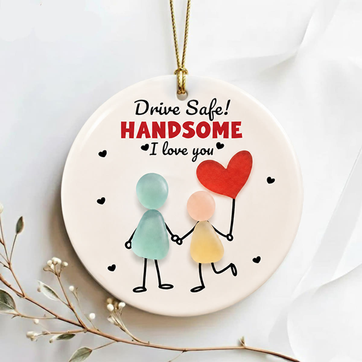 Drive Safe Handsome Sea Glass Hanging Ornament - image 1
