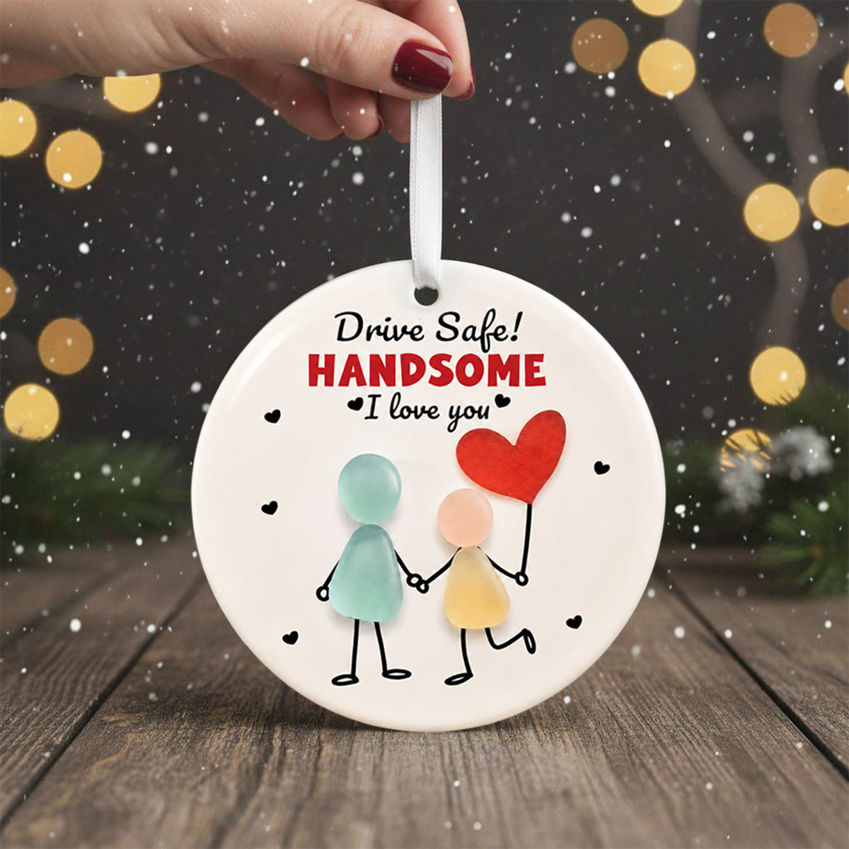 Drive Safe Handsome Sea Glass Hanging Ornament - image 2
