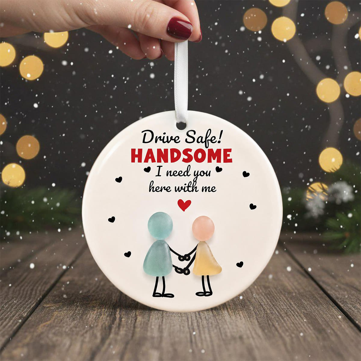 Handsome Driver Safety Reminder Sea Glass Hanging Ornament - image 4
