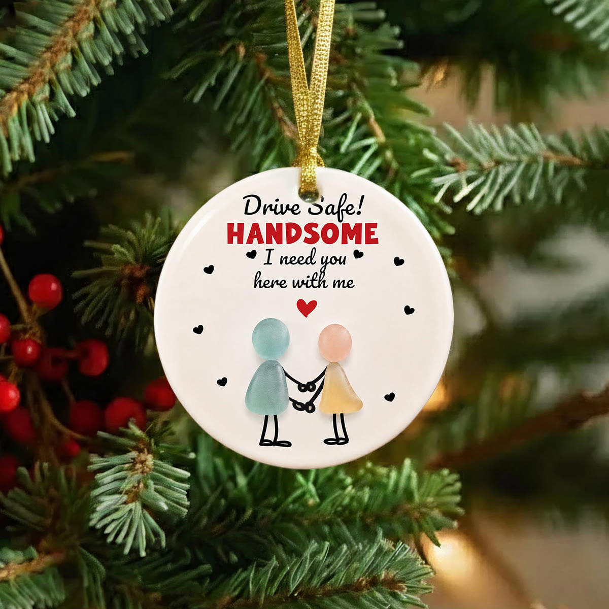 Handsome Driver Safety Reminder Sea Glass Hanging Ornament - image 3