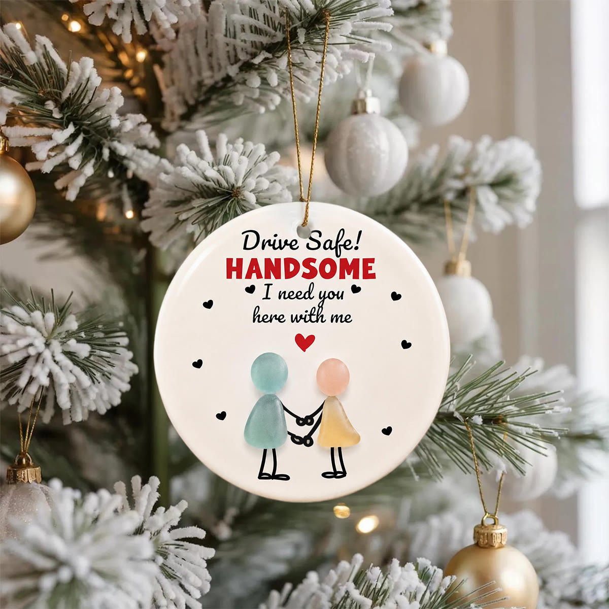 Handsome Driver Safety Reminder Sea Glass Hanging Ornament - image 2