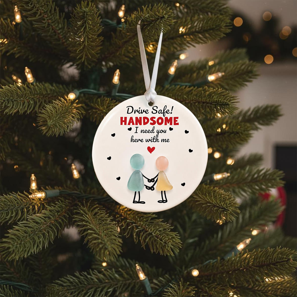 Handsome Driver Safety Reminder Sea Glass Hanging Ornament - image 5