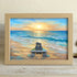 Romantic Beach Stone Couple Sea Glass Framed Art - Oak - 6" X 8" - image 6