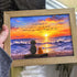 Inspirational Ocean Cat & Person Sunset Sea Glass Framed Art - image 5