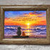Inspirational Ocean Cat & Person Sunset Sea Glass Framed Art - image 4