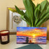 Inspirational Ocean Cat & Person Sunset Sea Glass Framed Art - Seaglass Card - 6" X 8" - image 1