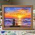 Inspirational Ocean Cat & Person Sunset Sea Glass Framed Art - Walnut Brown - 6" X 8" - image 7