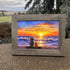 Inspirational Ocean Cat & Person Sunset Sea Glass Framed Art - image 0
