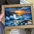 Crashing Waves & Ocean Sunset Sea Glass Framed Art - image 0