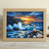 Crashing Waves & Ocean Sunset Sea Glass Framed Art - Oak - 6" X 8" - image 6