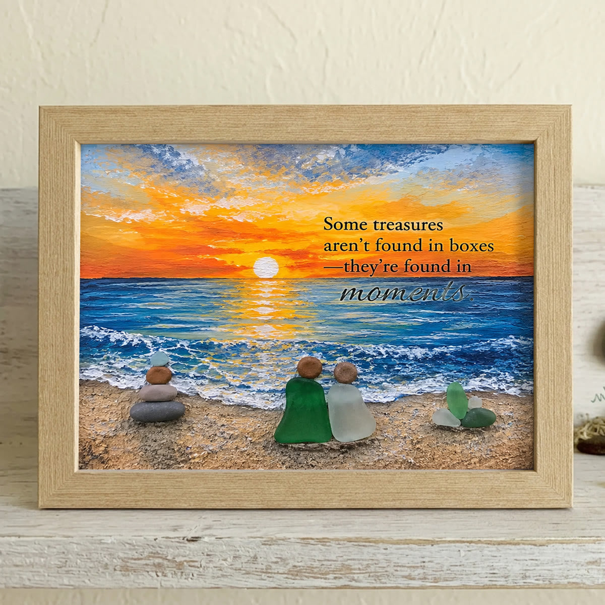 Treasures Found in Moments Couple Sea Glass Framed Art - Oak - 6" X 8" - image 6