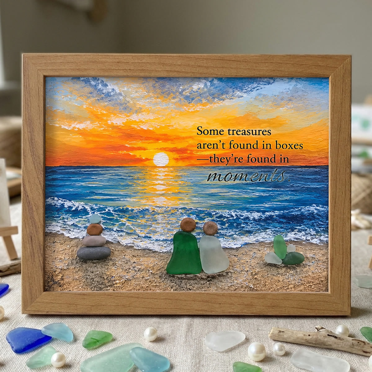 Treasures Found in Moments Couple Sea Glass Framed Art - Walnut Brown - 6" X 8" - image 7