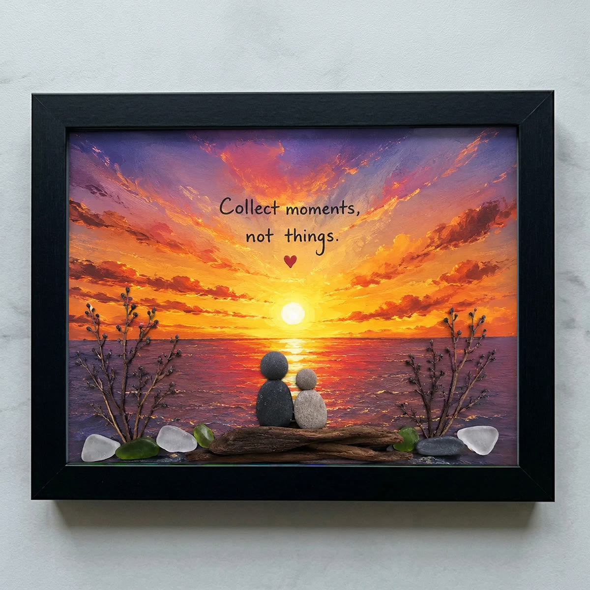 Collect Moments Sunset Couple Sea Glass Framed Art - Black - 6" X 8" - image 8