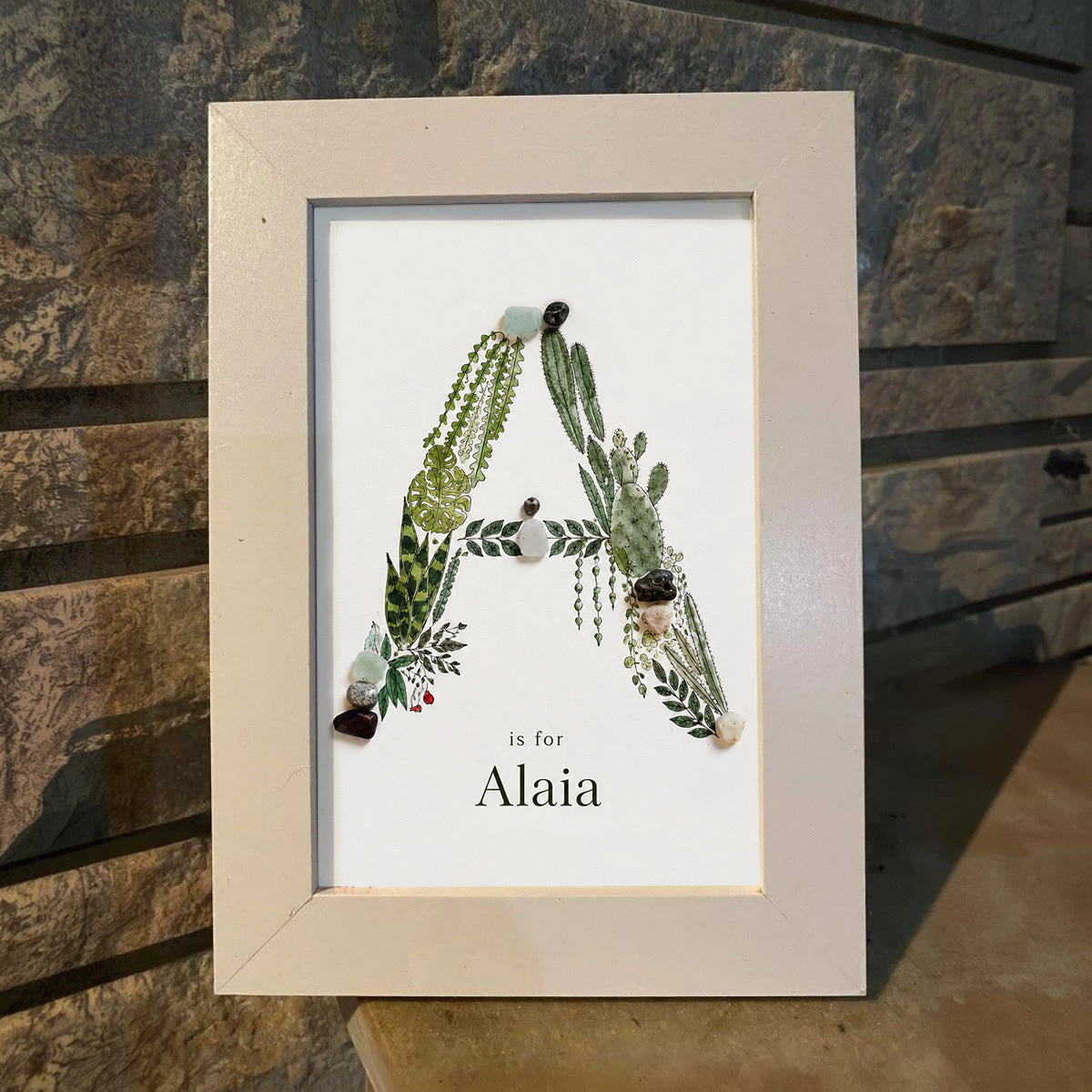 Custom Name Initial Sea Glass Framed Art - image 2