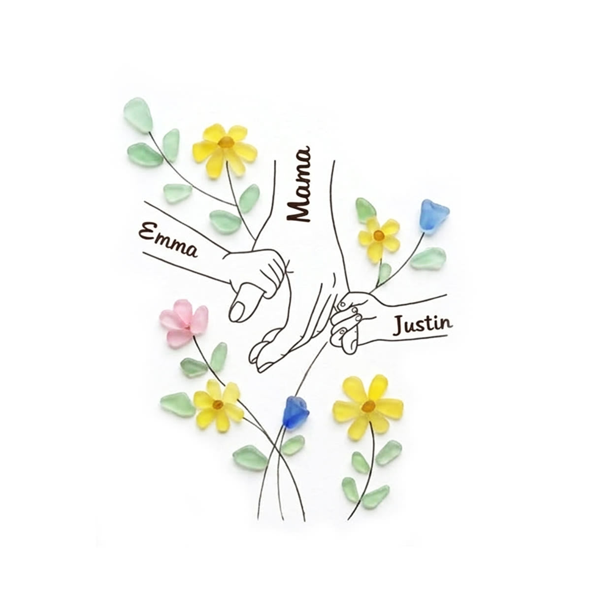 "Made With Love" Family Tree Custom Names Sea Glass Framed Art - image 2