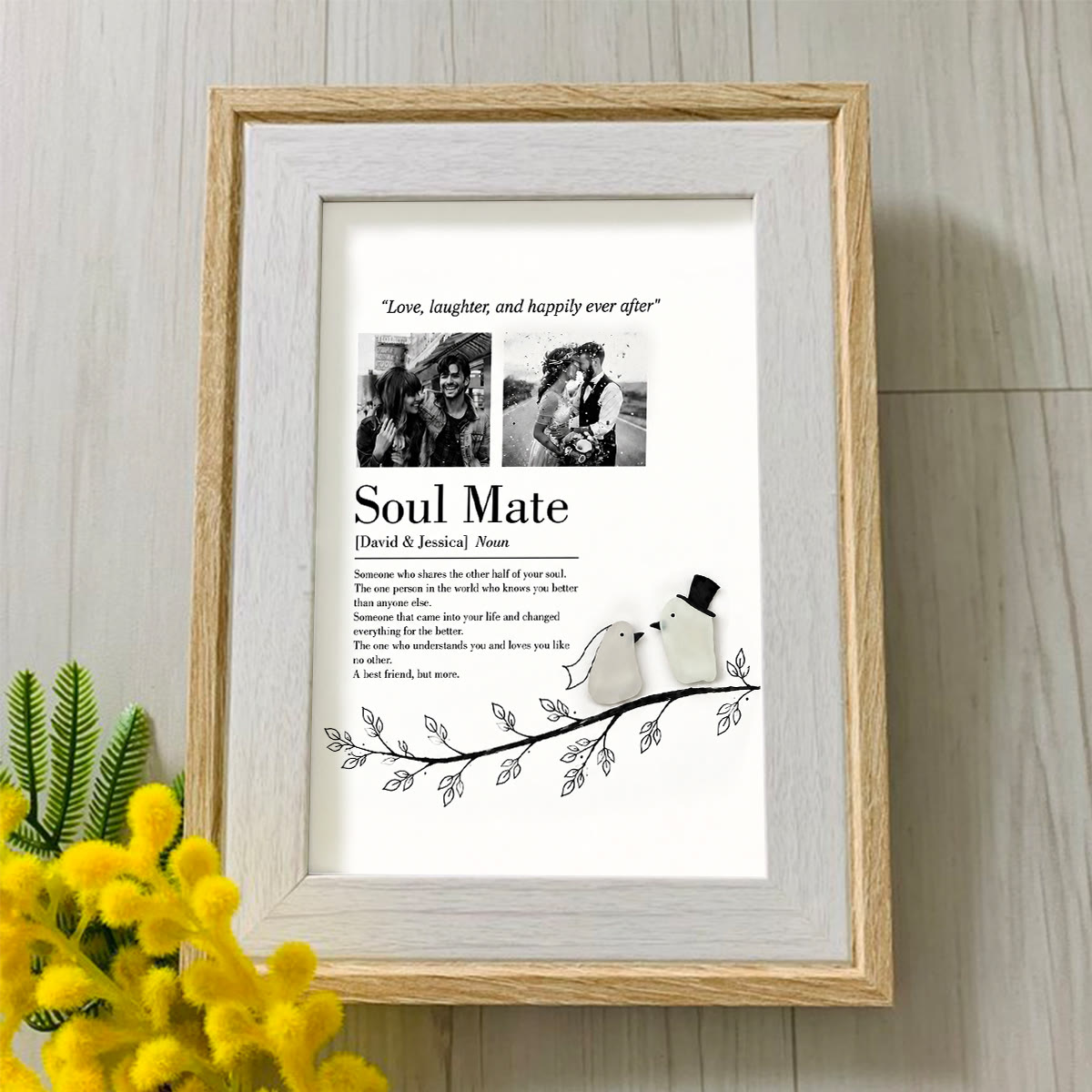 Love Story Custom Names & Photo Sea Glass Framed Art - image 3