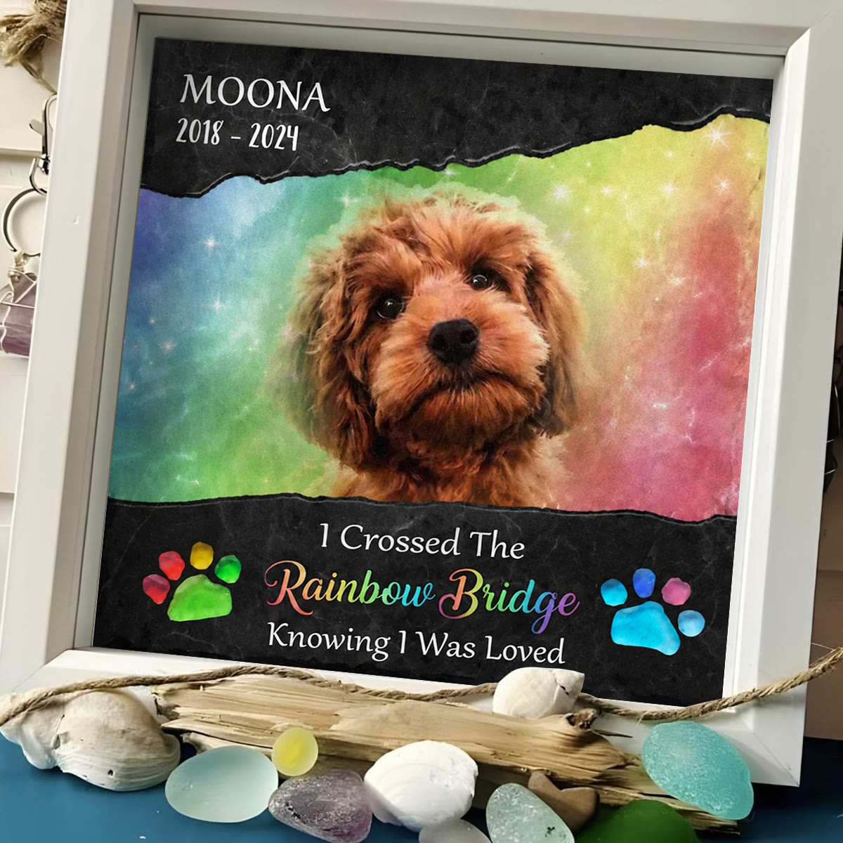 Personalized Rainbow Bridge Pet Memorial Sea Glass Framed Art - image 7
