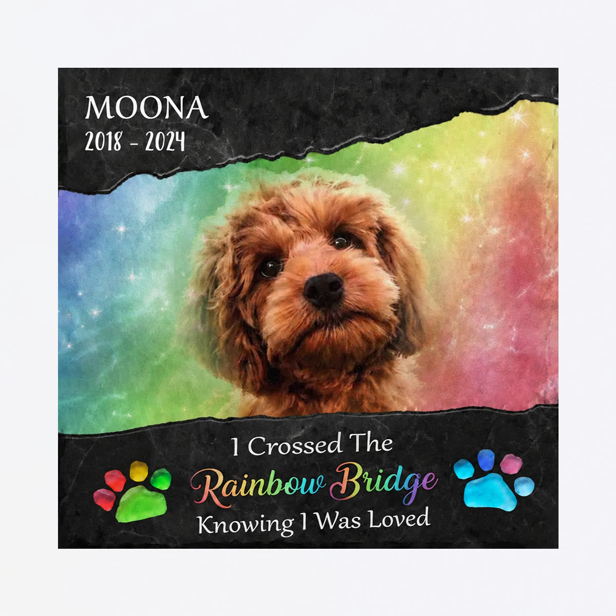 Personalized Rainbow Bridge Pet Memorial Sea Glass Framed Art - image 2