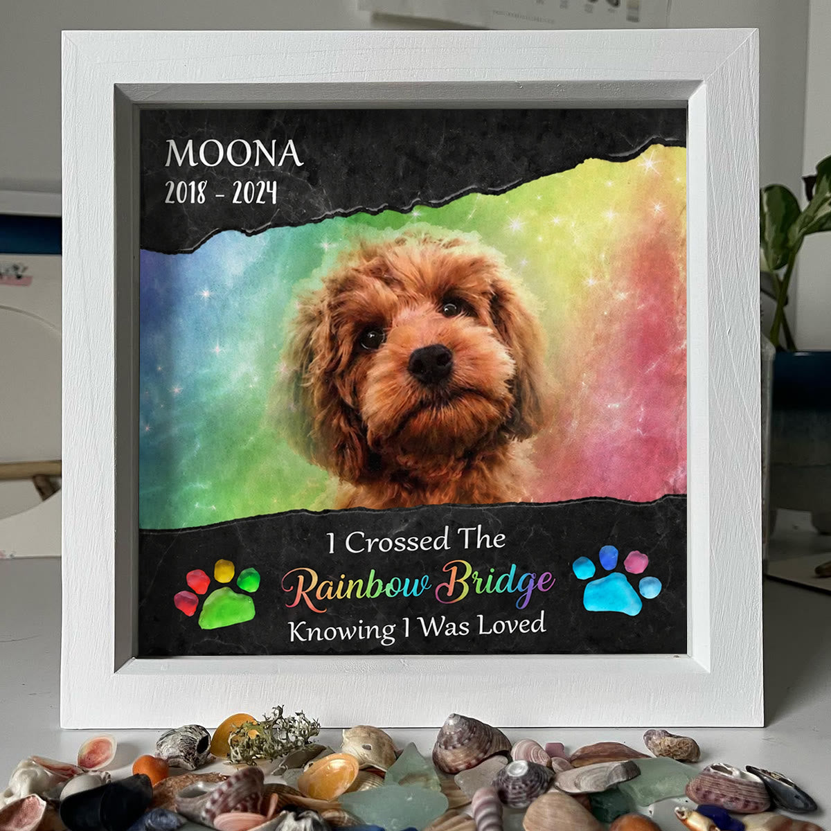 Personalized Rainbow Bridge Pet Memorial Sea Glass Framed Art - image 6
