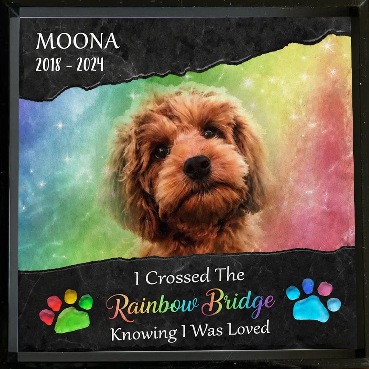 Personalized Rainbow Bridge Pet Memorial Sea Glass Framed Art - image 4