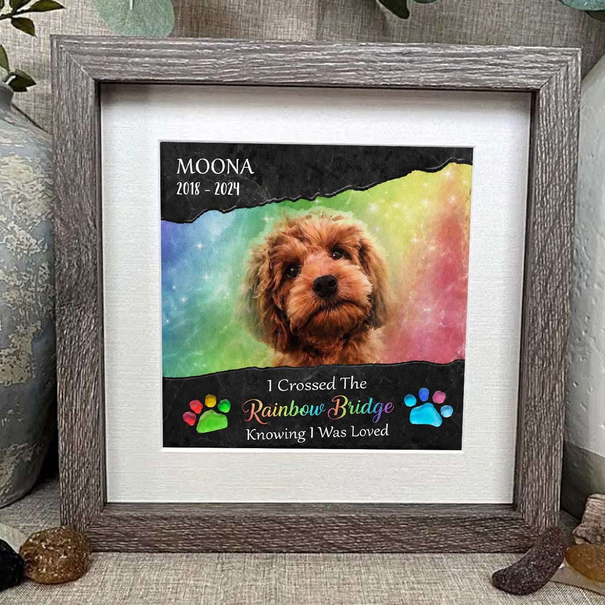 Personalized Rainbow Bridge Pet Memorial Sea Glass Framed Art - image 5